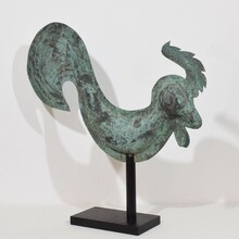 Folk art copper rooster weathervane, France circa 1800-1850