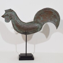 Folk art copper rooster weathervane, France circa 1800-1900
