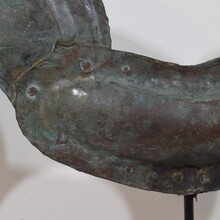 Folk art copper rooster weathervane, France circa 1800-1900