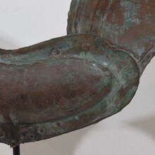 Folk art copper rooster weathervane, France circa 1800-1900