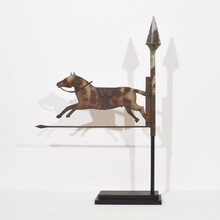 Folk art metal horse weathervane roof finial, France circa 1800-1900