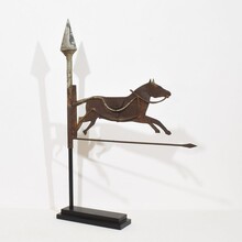 Folk art metal horse weathervane roof finial, France circa 1800-1900