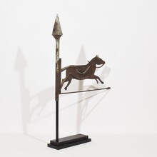 Folk art metal horse weathervane roof finial, France circa 1800-1900