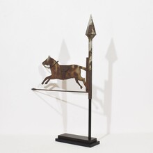 Folk art metal horse weathervane roof finial, France circa 1800-1900