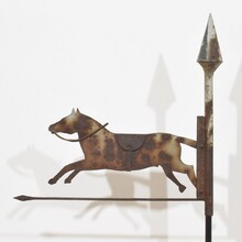 Folk art metal horse weathervane roof finial, France circa 1800-1900