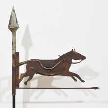 Folk art metal horse weathervane roof finial, France circa 1800-1900