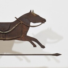 Folk art metal horse weathervane roof finial, France circa 1800-1900