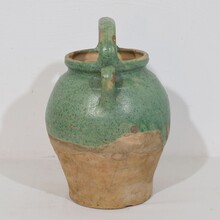 Green glazed terracotta jug or water cruche, France circa 1850-1900