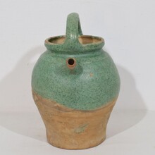 Green glazed terracotta jug or water cruche, France circa 1850-1900