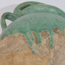 Green glazed terracotta jug or water cruche, France circa 1850-1900