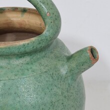 Green glazed terracotta jug or water cruche, France circa 1850-1900