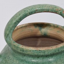 Green glazed terracotta jug or water cruche, France circa 1850-1900