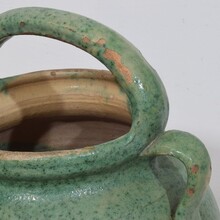 Green glazed terracotta jug or water cruche, France circa 1850-1900