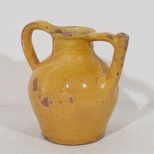 Yellow glazed terracotta jug or water cruche/ orjol, France circa 1850