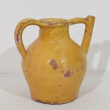 Yellow glazed terracotta jug or water cruche/ orjol, France circa 1850