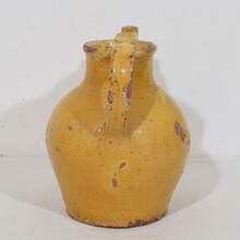 Yellow glazed terracotta jug or water cruche/ orjol, France circa 1850