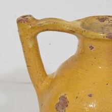 Yellow glazed terracotta jug or water cruche/ orjol, France circa 1850