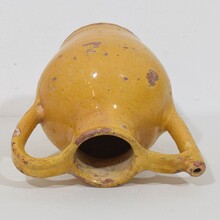 Yellow glazed terracotta jug or water cruche/ orjol, France circa 1850
