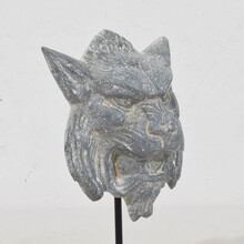 Zinc mythical lion-wolf head fragment, France circa 1850-1900