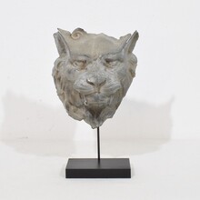 Zinc mythical lion- wolf head fragment, France circa 1850-1900