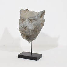 Zinc mythical lion- wolf head fragment, France circa 1850-1900