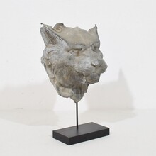 Zinc mythical lion- wolf head fragment, France circa 1850-1900