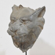 Zinc mythical lion- wolf head fragment, France circa 1850-1900