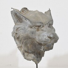 Zinc mythical lion- wolf head fragment, France circa 1850-1900