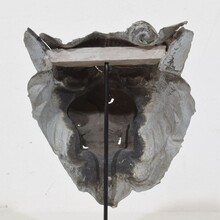 Zinc mythical lion- wolf head fragment, France circa 1850-1900