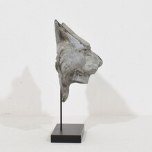 Zinc mythical lion wolf head fragment, France circa 1850-1900