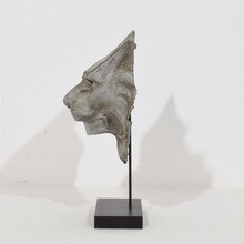 Zinc mythical lion wolf head fragment, France circa 1850-1900