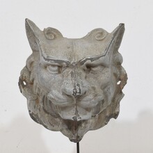 Zinc mythical lion wolf head fragment, France circa 1850-1900