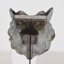 Zinc mythical lion wolf head fragment, France circa 1850-1900