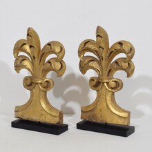 Pair hand carved giltwood gothic style ornaments/ fragments, Italy circa 1850