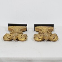 Pair hand carved giltwood gothic style ornaments/ fragments, Italy circa 1850