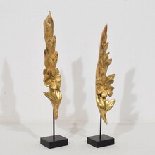 Antique carved wood baroque style ornaments, Italy circa 1850