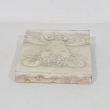 Baroque hand carved marble ram head panel, Italy circa 1750