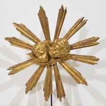 Baroque style giltwood sunburst with angelheads, Italy circa 1880-1900