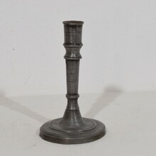 Collection of 5 pewter candleholders, France circa 1750-1850