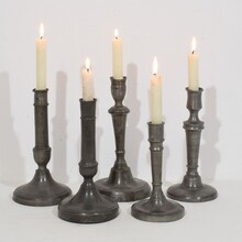 Collection pewter candleholders, France circa 1750-1850