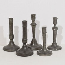 Collection pewter candleholders, France circa 1750-1850