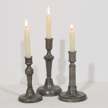 Collection of three pewter candleholders, France circa 1750-1850