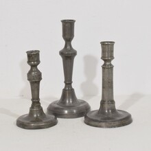 Collection of three pewter candleholders, France circa 1750-1850
