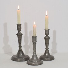 Collection of pewter candleholders, France circa 1750-1850