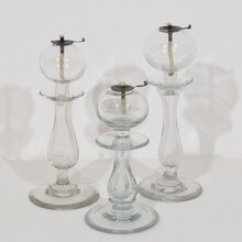 Collection of glass weaver oil lamps, France circa 1800-1900