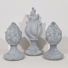 Collection of zinc flame roof finials, France circa 1850-1900