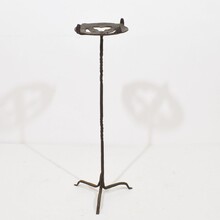 Couple hand forged iron candleholders, Spain circa 1500-1700