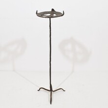 Couple hand forged iron candleholders, Spain circa 1500-1700