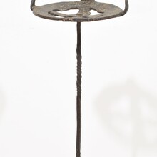 Couple hand forged iron candleholders, Spain circa 1500-1700