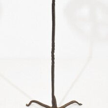 Couple hand forged iron candleholders, Spain circa 1500-1700